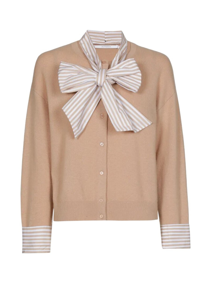 Beige cardigan met gestreepte sjaal Alianne Xandres
