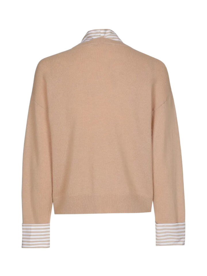 Beige cardigan met gestreepte sjaal Alianne Xandres