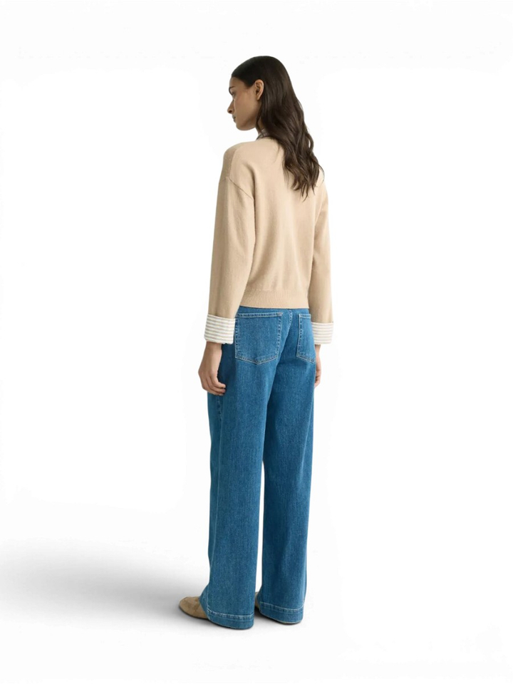 Beige cardigan met gestreepte sjaal Alianne Xandres