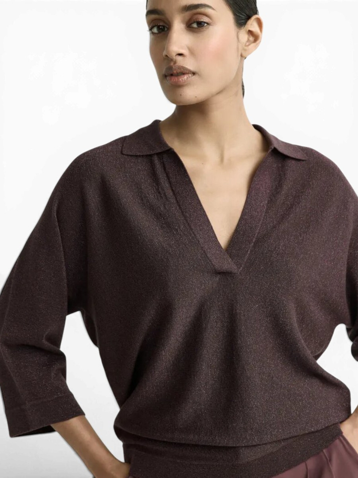 Bordeaux pull met glitterdraad Giedo Xandres