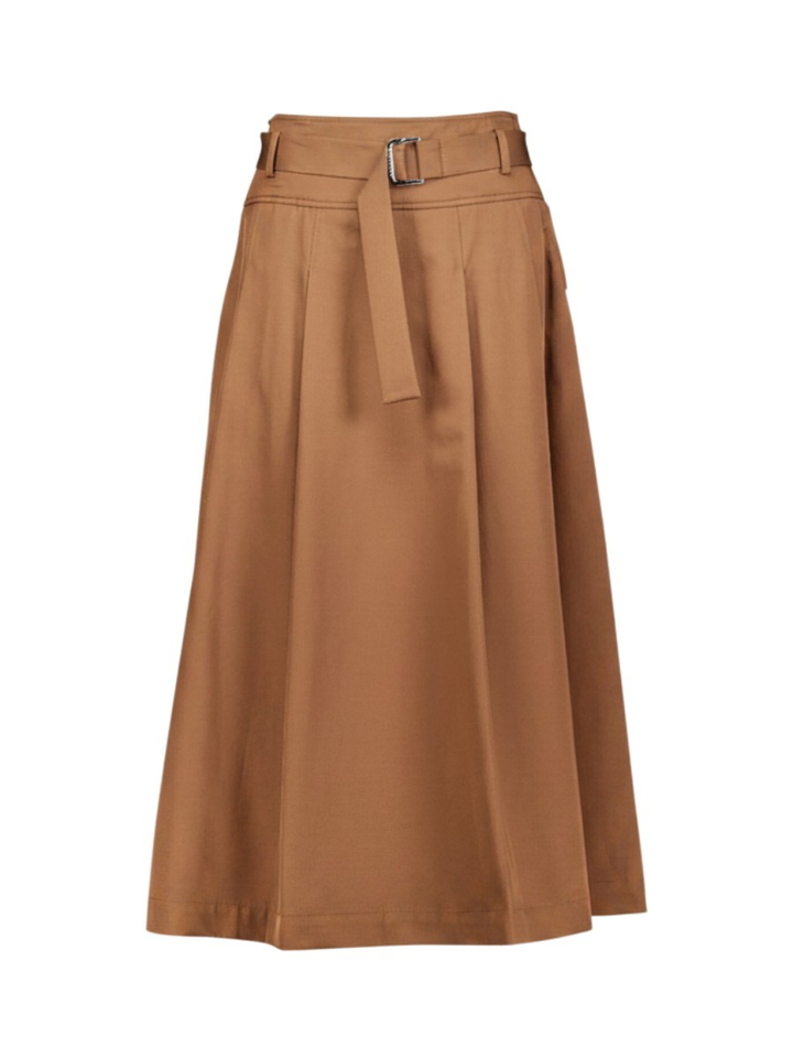 Camel kleurige A-lijn rok met hoge taille Xandres