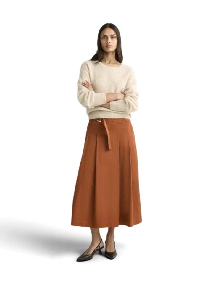 Camel kleurige A-lijn rok met hoge taille Xandres