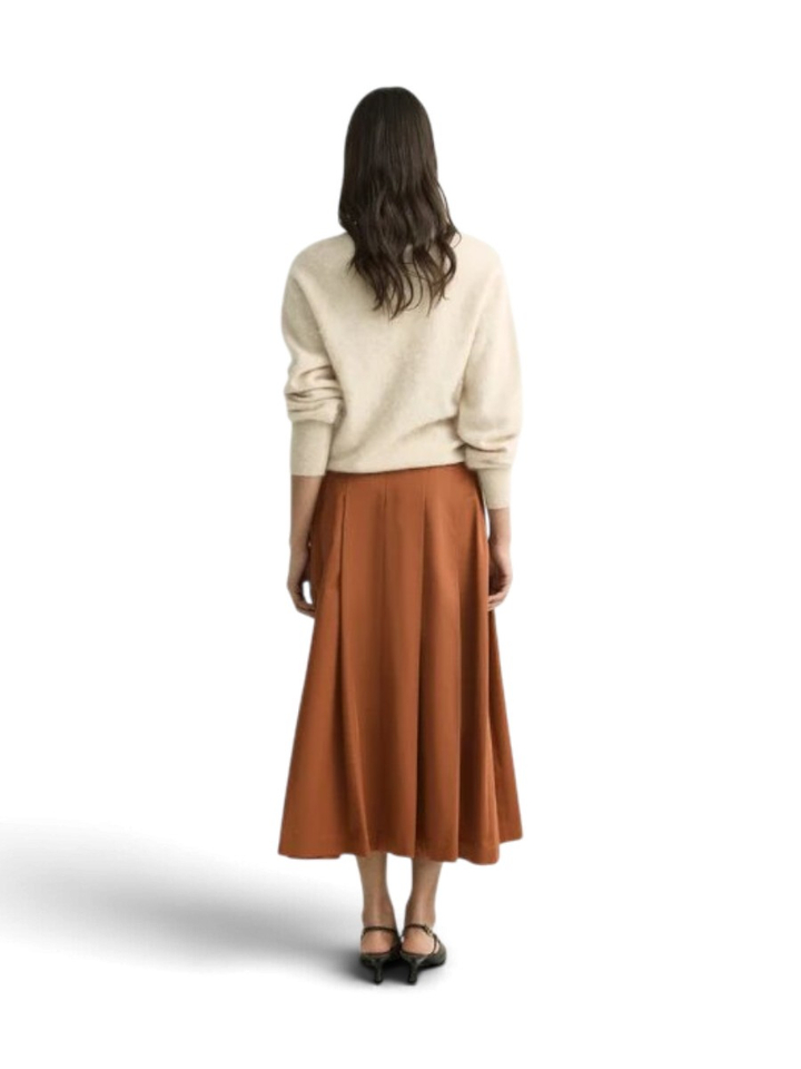 Camel kleurige A-lijn rok met hoge taille Xandres