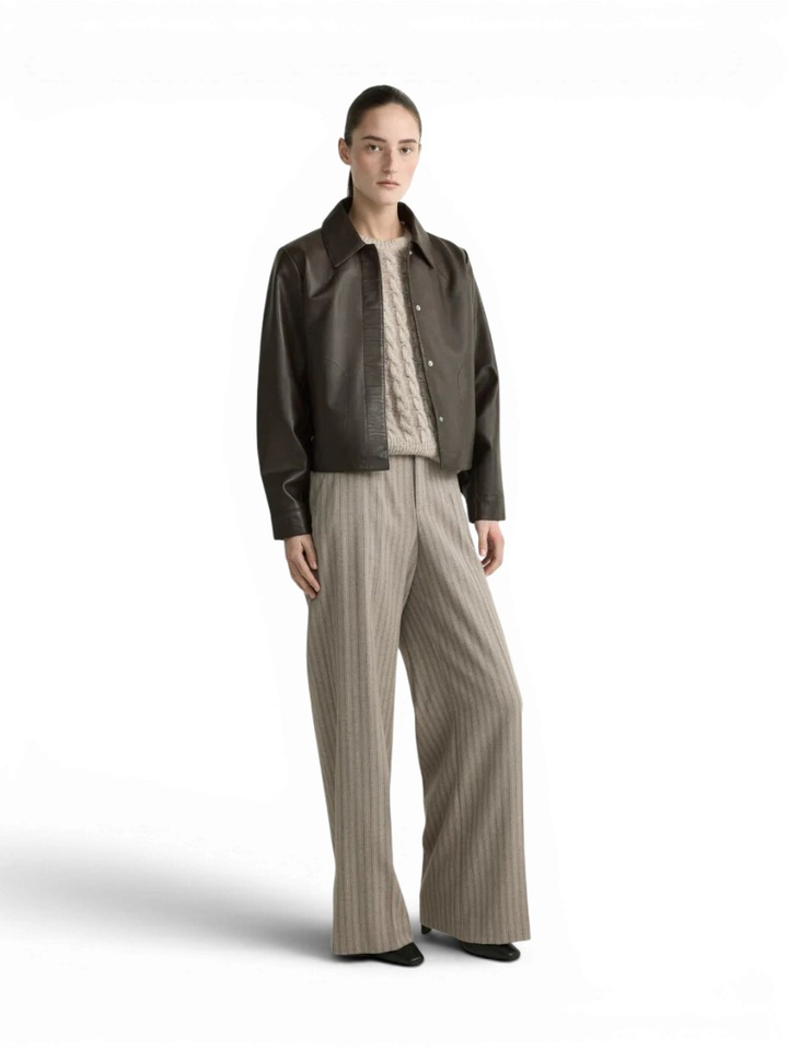 Beige gestreepte broek met wijde pijpen Punch Xandres