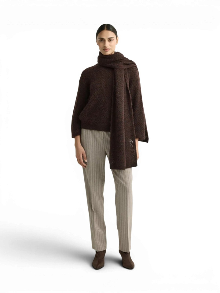 Beige gestreepte broek smalle pijpen Polieter Xandres