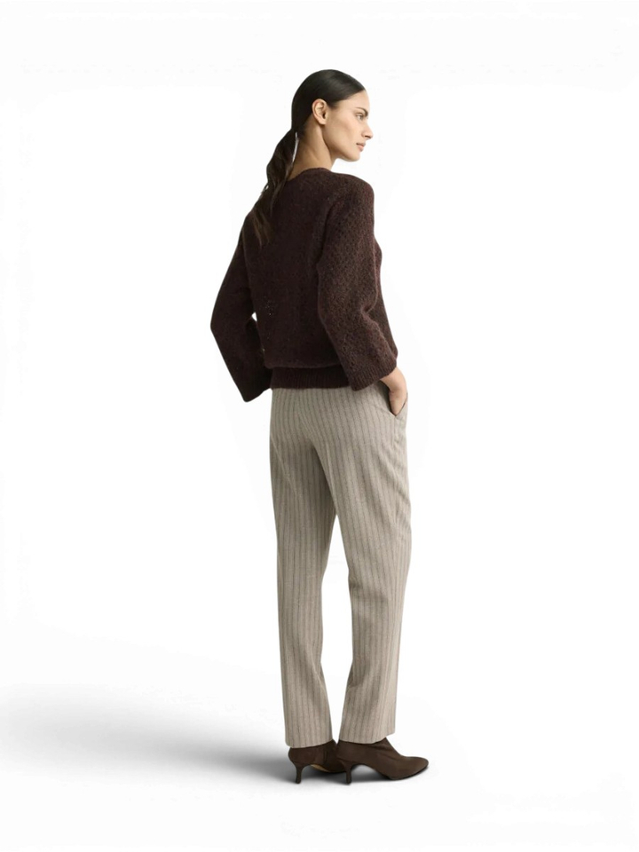 Beige gestreepte broek smalle pijpen Polieter Xandres