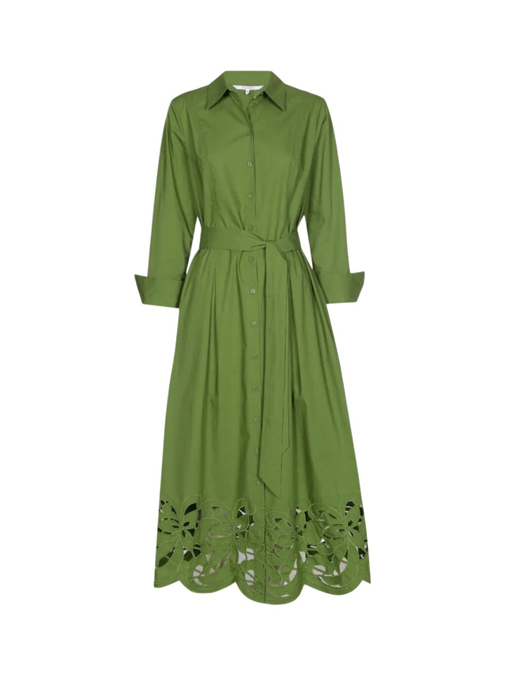 Groene katoenen jurk met broderie Kadies Xandres
