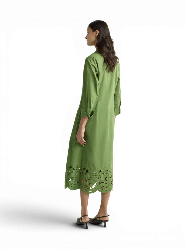 Groene katoenen jurk met broderie Kadies Xandres