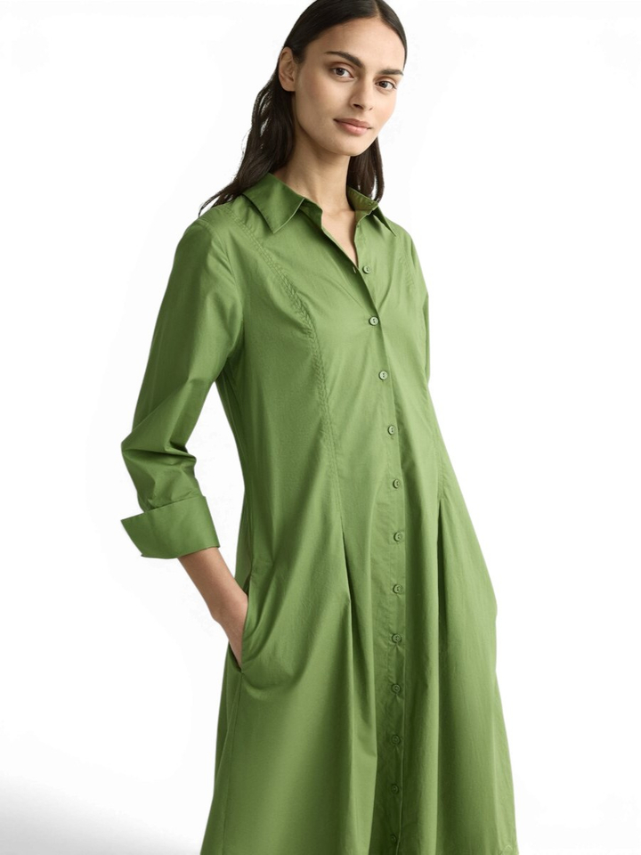 Groene katoenen jurk met broderie Kadies Xandres