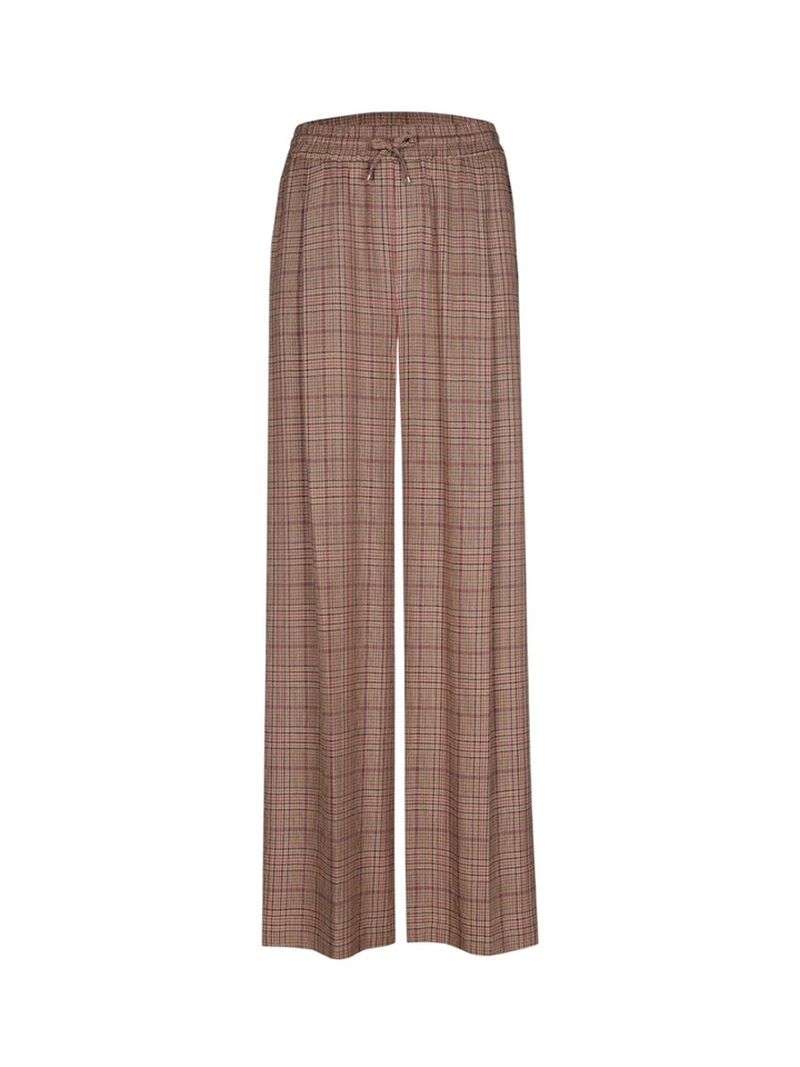 Beige geruite broek met wijde pijpen Perle Xandres