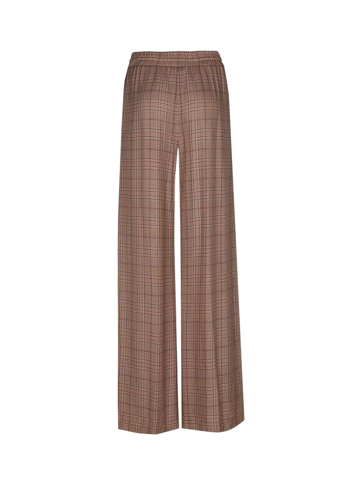 Beige geruite broek met wijde pijpen Perle Xandres