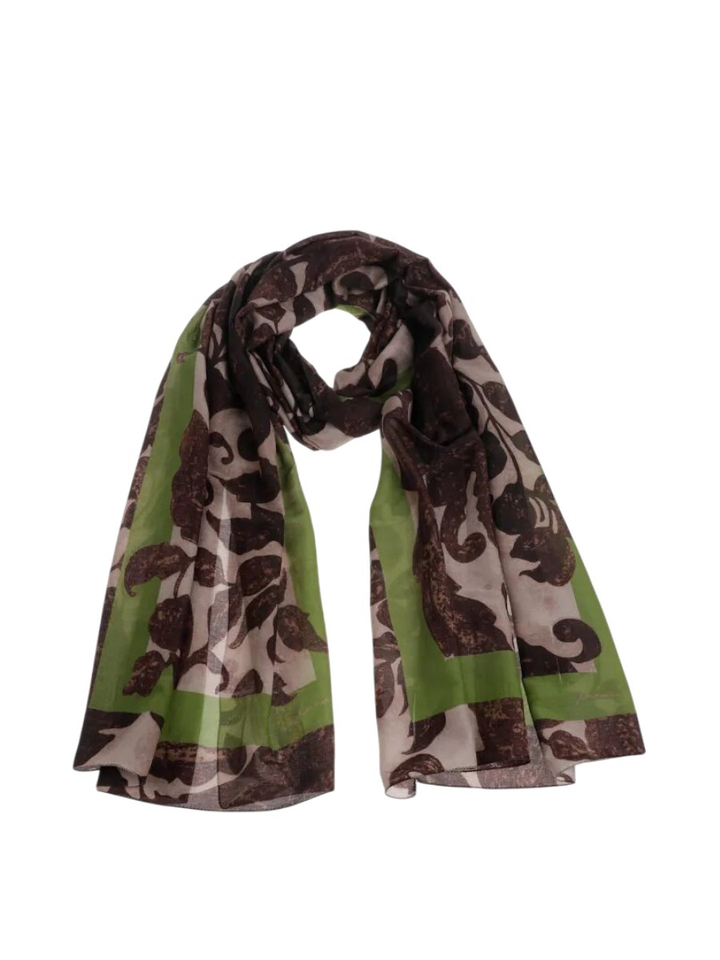 Bruine sjaal met groene print Xandres