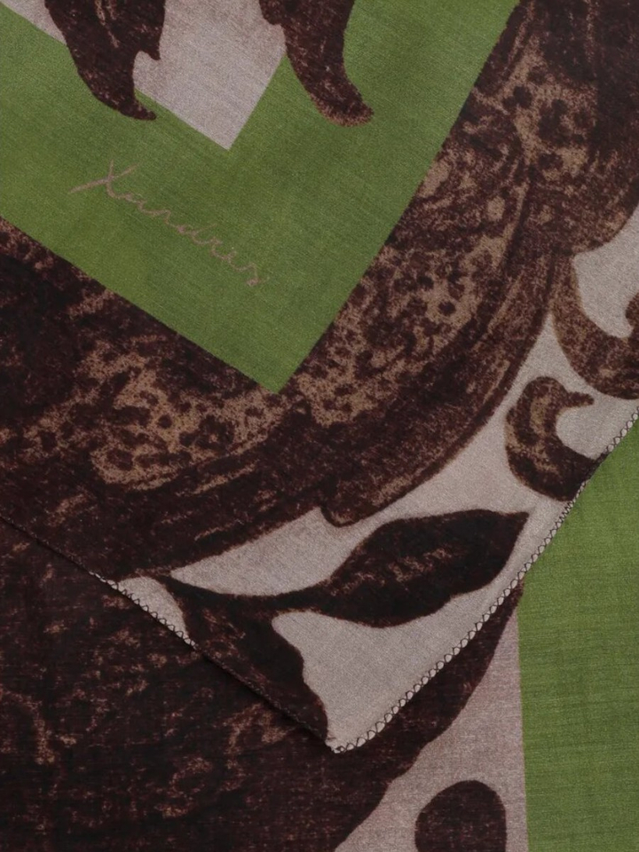 Bruine sjaal met groene print Xandres
