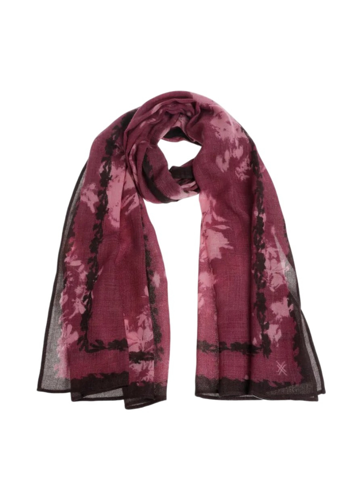 Roze sjaal in bloemenprint met wol Xandres 
