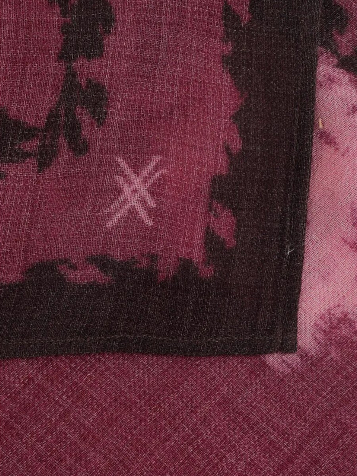 Roze sjaal in bloemenprint met wol Xandres 