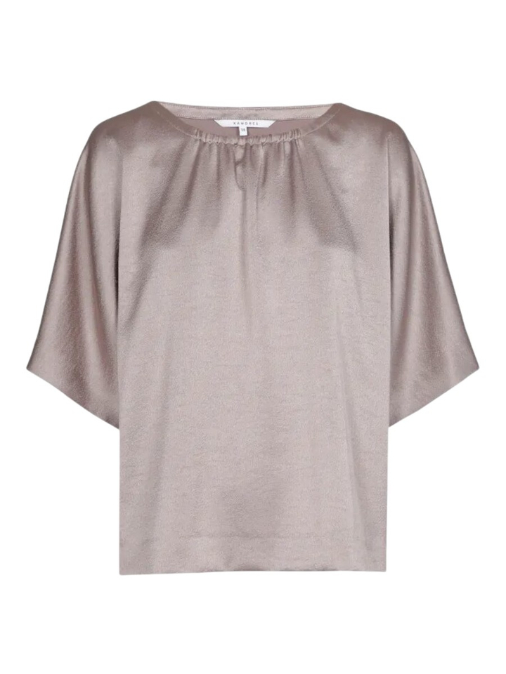 Beige satijnen blouse met fronsjes Hettie Xandres