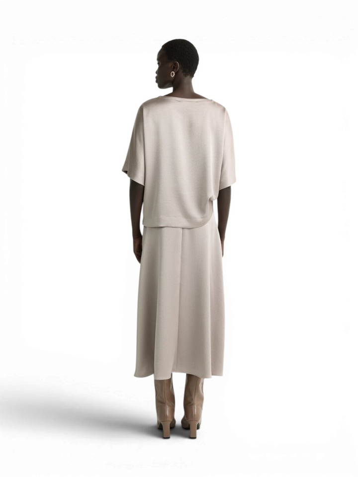 Beige satijnen blouse met fronsjes Hettie Xandres