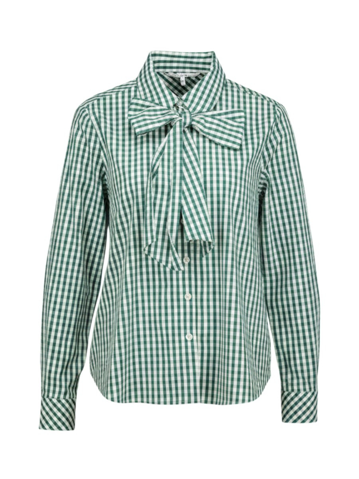 Groene geruite bloes met afneembare strik Hidoline Xandres