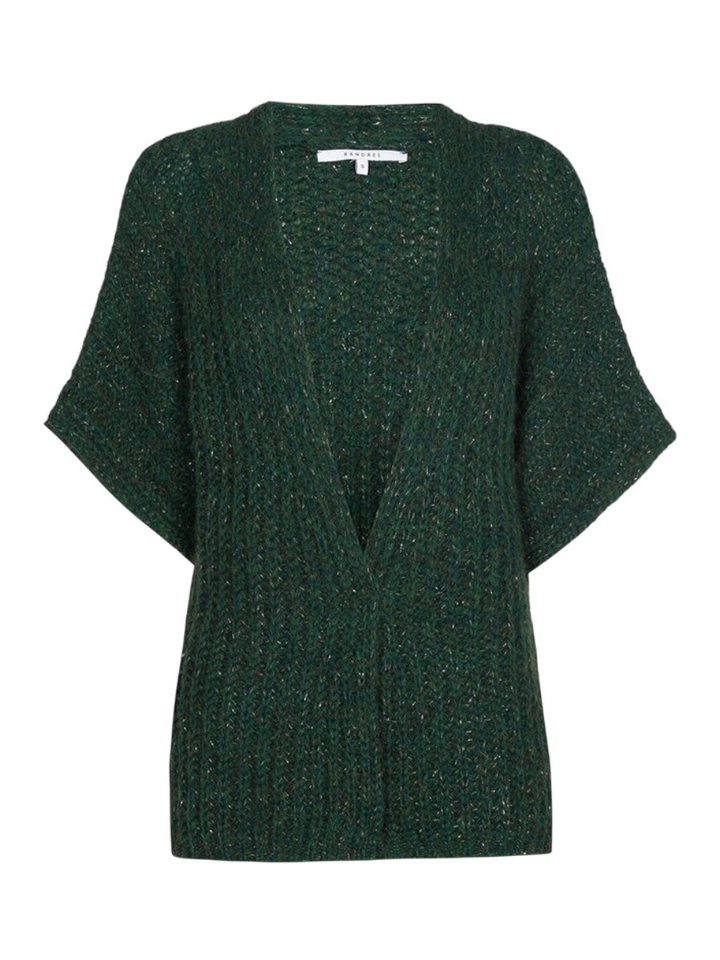 Groene gilet zonder knopen met gouden detail Bernadine Xandres 