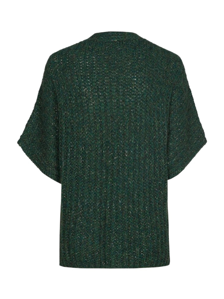 Groene gilet zonder knopen met gouden detail Bernadine Xandres 