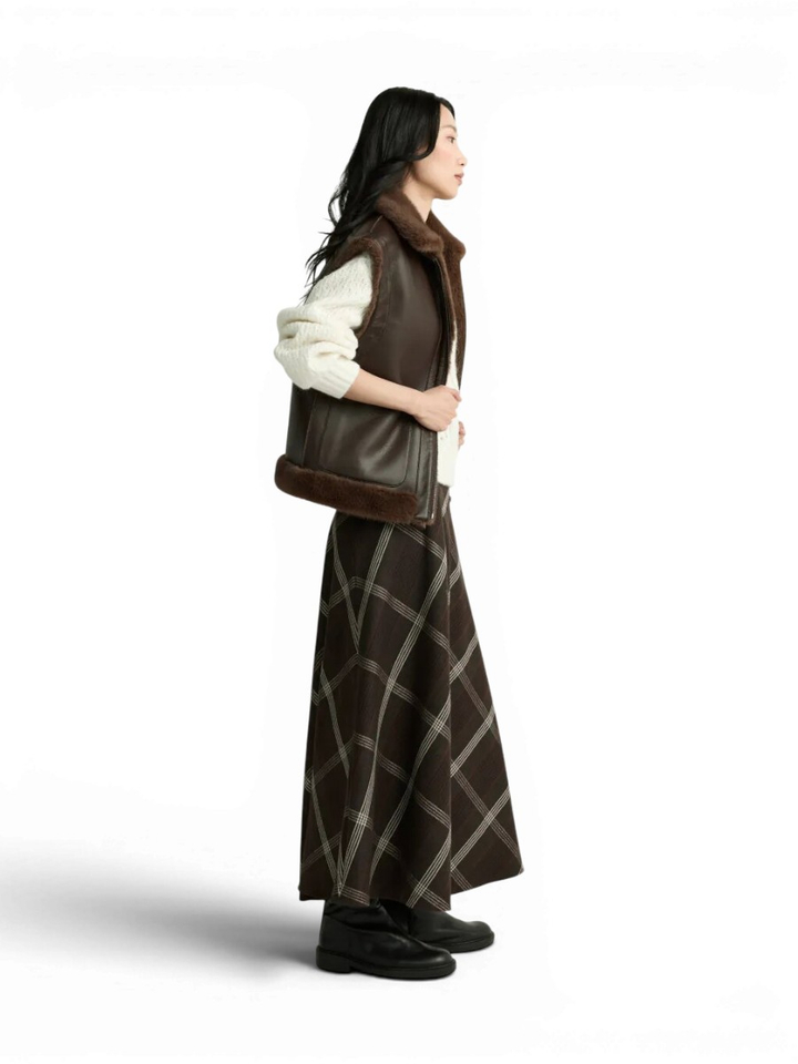 Bruine rok in ruit motief Xandres