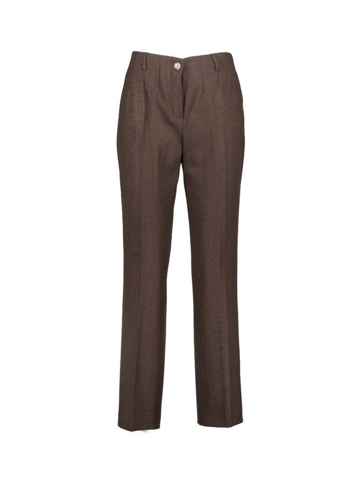 Donkerbruine geklede broek Polieter Xandres 
