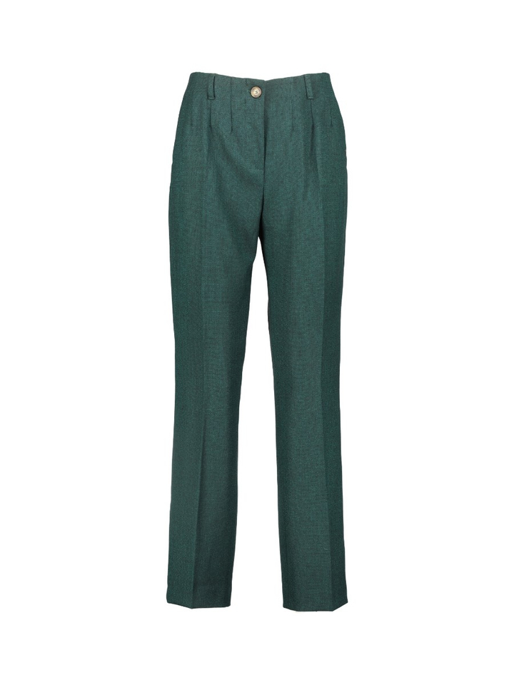 Donkergroene broek met bandplooien Xandres