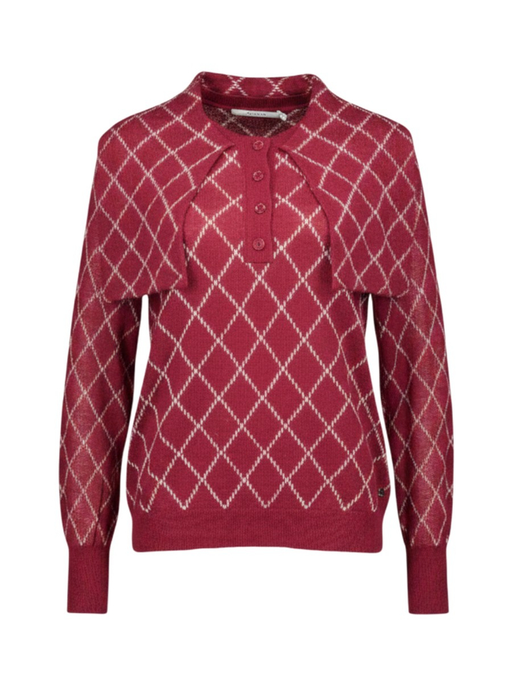 Bordeaux trui met schuine ruiten Anijs Xandres 