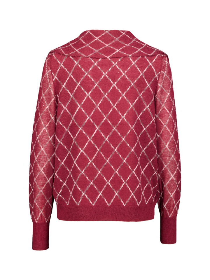 Bordeaux trui met schuine ruiten Anijs Xandres 