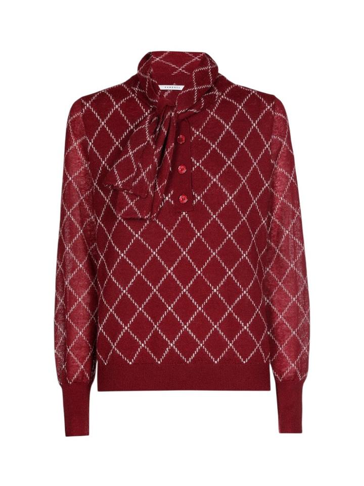 Bordeaux trui met schuine ruiten Anijs Xandres