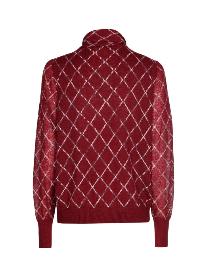 Bordeaux trui met schuine ruiten Anijs Xandres
