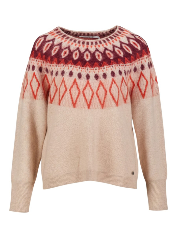 Beige trui met ronde hals en details Solenn Xandres
