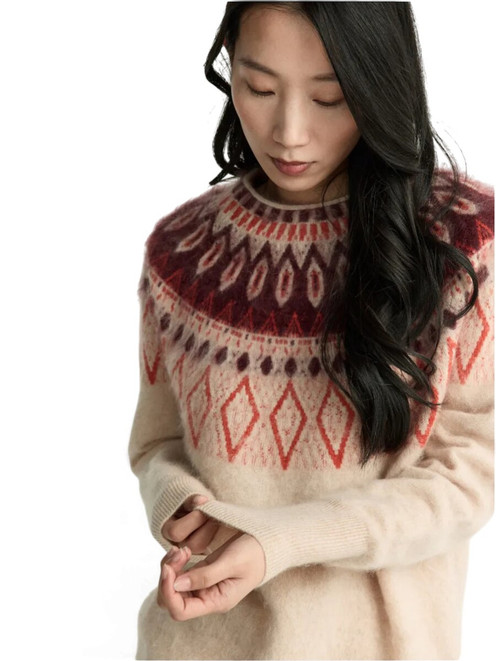Beige trui met ronde hals en details Solenn Xandres 