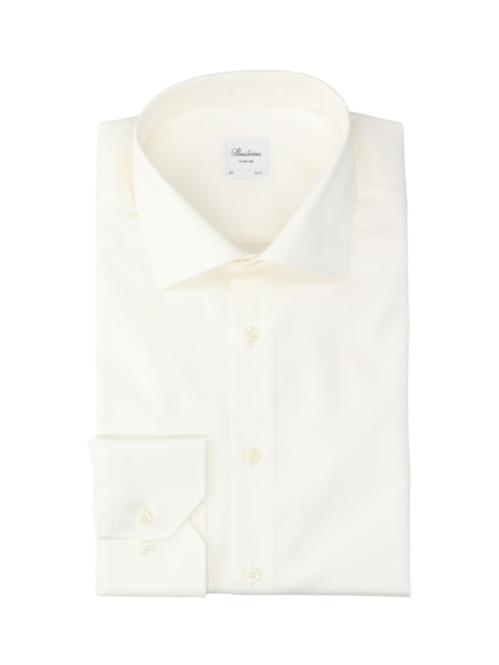 Ecru katoenen hemd (slim fit) met lange mouwen Stenströms