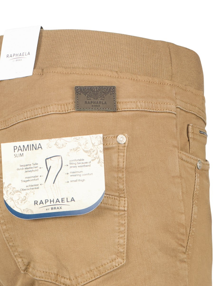 Beige slim fit jeans met elastiek Pamina Raphaela