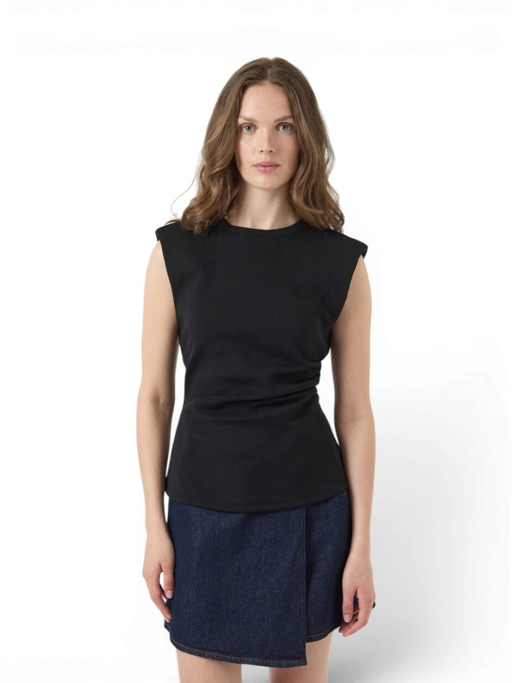 Zwarte t-shirt met strop detail Yaspina Y.A.S.