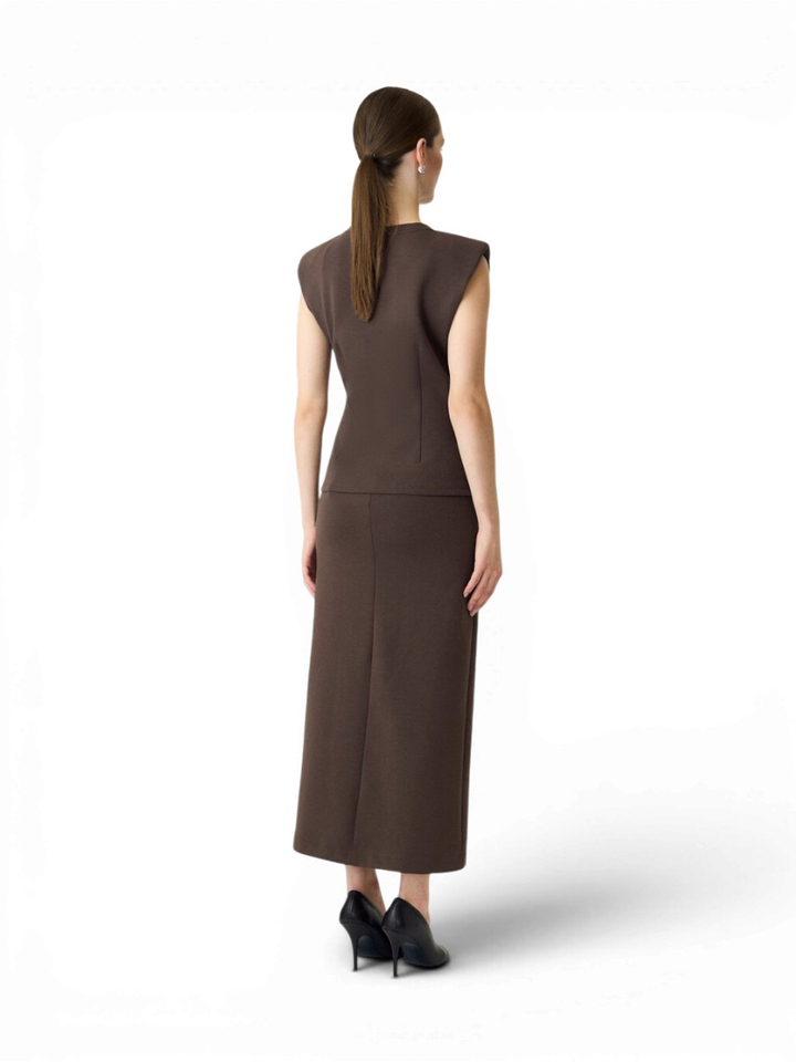 Bruine t-shirt met strop detail Yaspina Y.A.S.