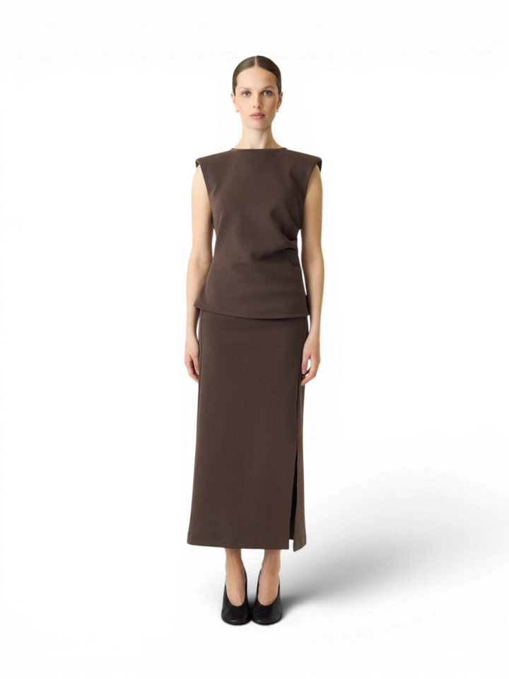 Bruine t-shirt met strop detail Yaspina Y.A.S.