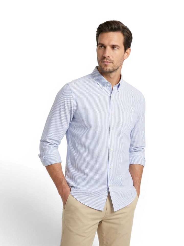 Skyway katoenen hemd (regular fit) met blauwe strepen Regcole Rick Selected 