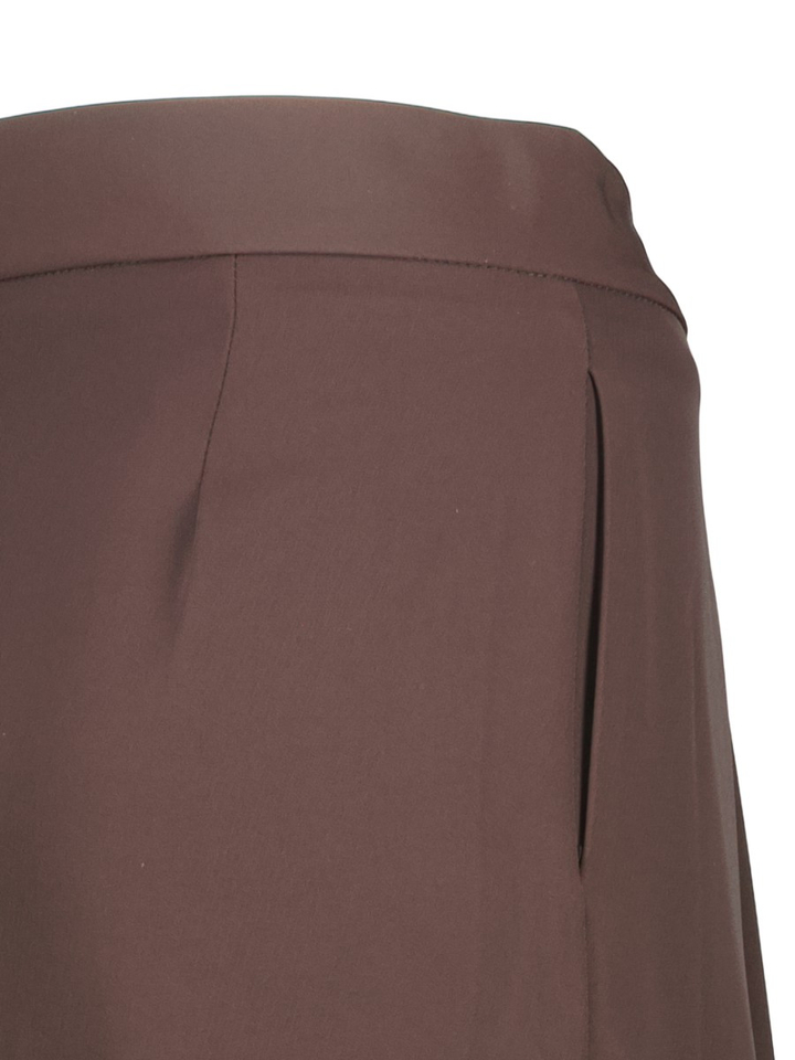 Donkerbruine wijde broek met bandplooi Rinascimento 