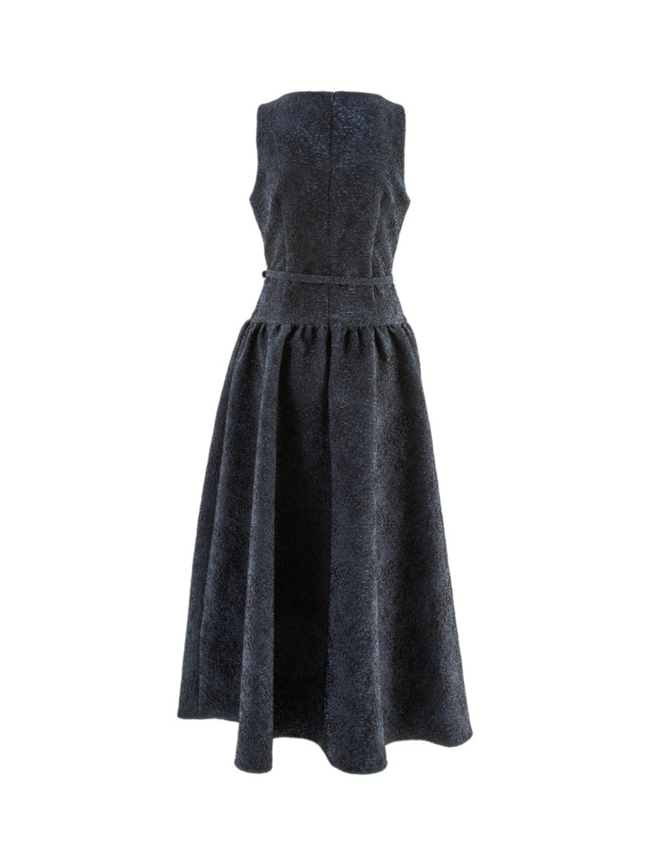 Blauwe jurk met glitter en stuctuur detail Rinascimento