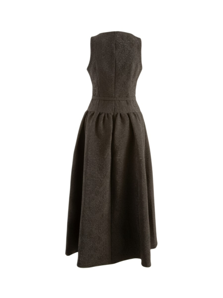 Zwarte jacquard jurk met een uitlopende rok Rinascimento