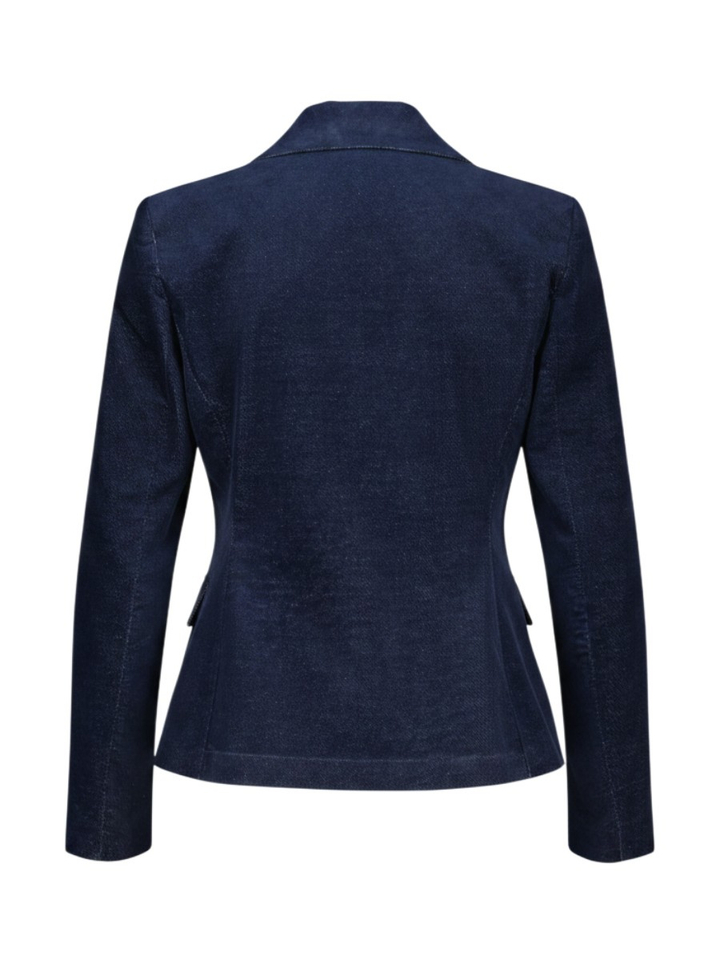 Donkerblauwe zachte blazer met goudkleurig knoop detail Rinascimento