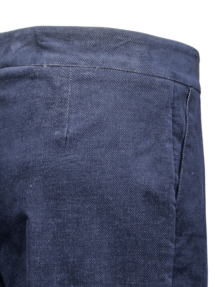Donkerblauwe broek in fijn ribfluweel Rinascimento 