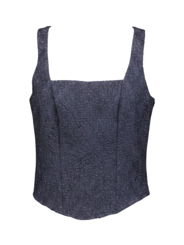 Donkerblauwe top met glitter Rinascimento 