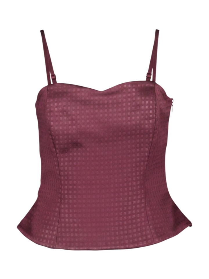 Bordeaux kleurige top met print Rinascimento 