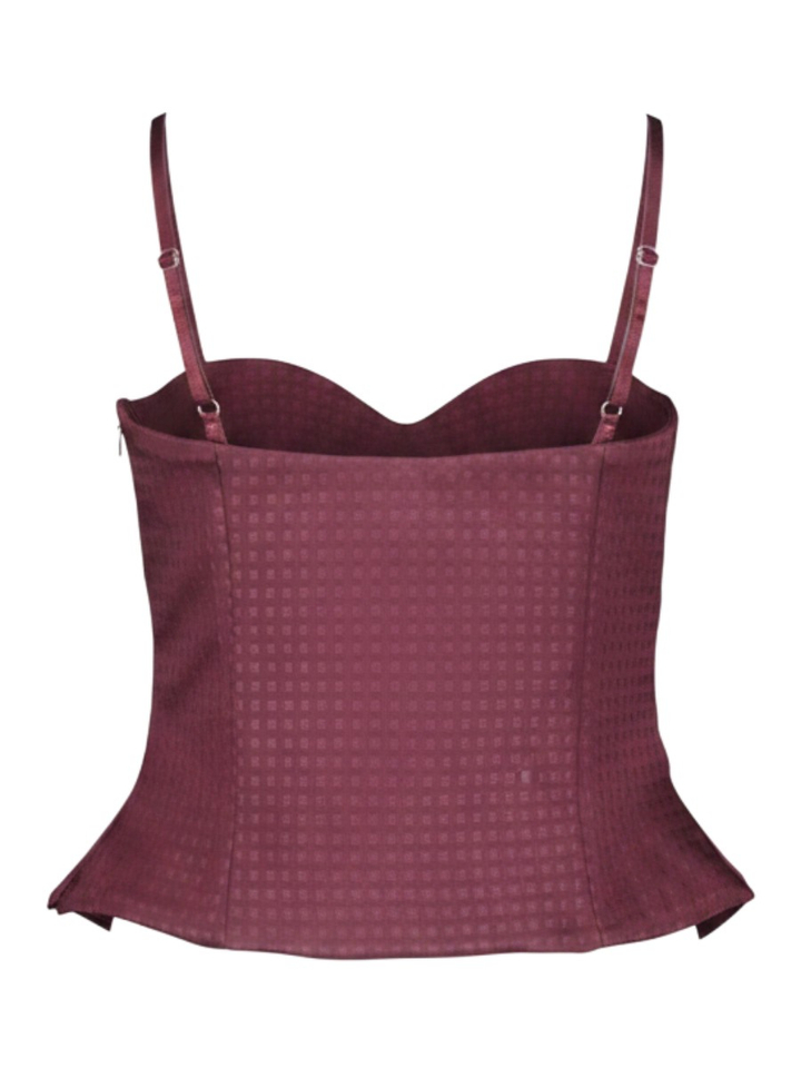 Bordeaux kleurige top met print Rinascimento 