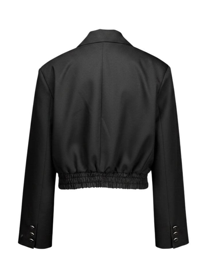 Zwarte korte blazer met bloemenbroche Imperial