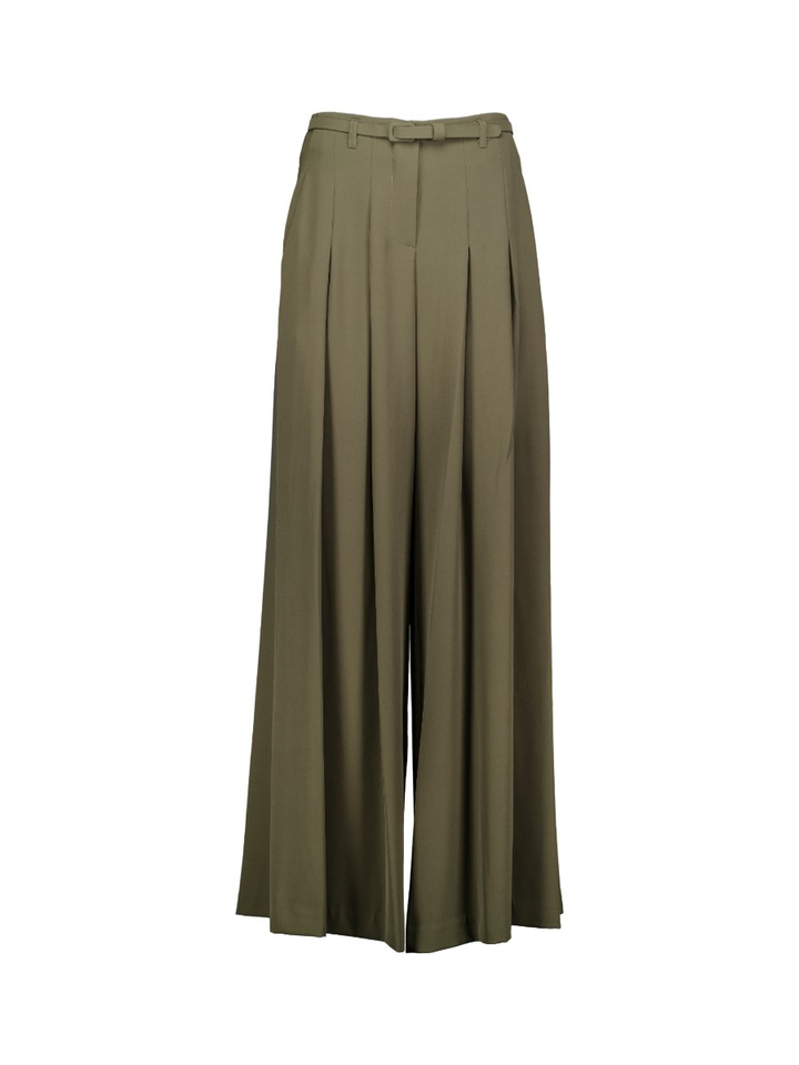 Kaki wijde broek met bandplooien Imperial