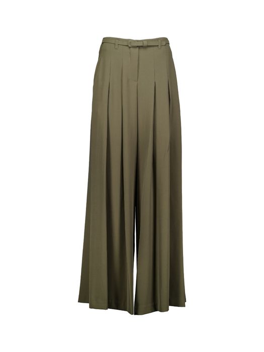 Kaki wijde broek met bandplooien Imperial